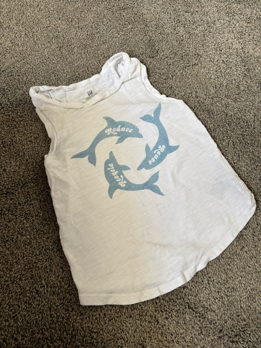 GAP Kids White Tank Top with Light Blue Dolphin Print
